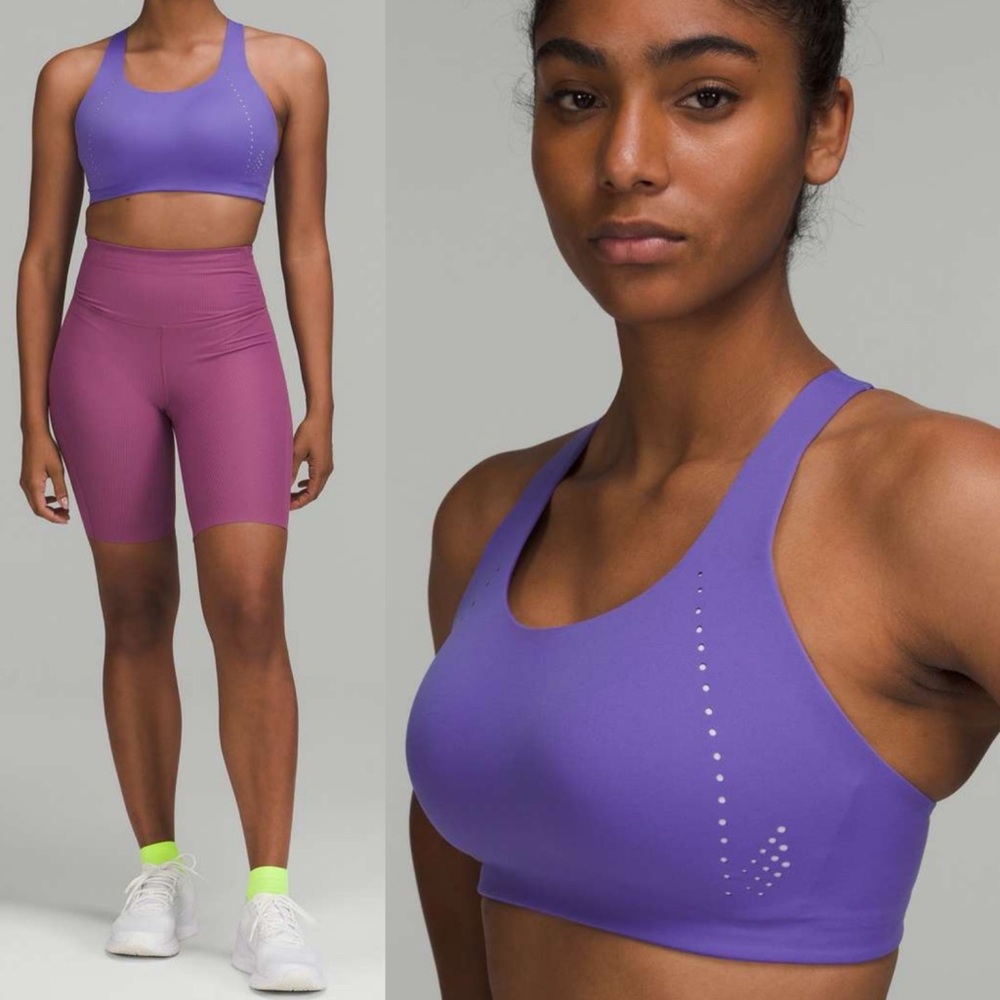 Lululemon Air Support Bra High Impact‎ Size 34 DD Running Supportive Purple Pads